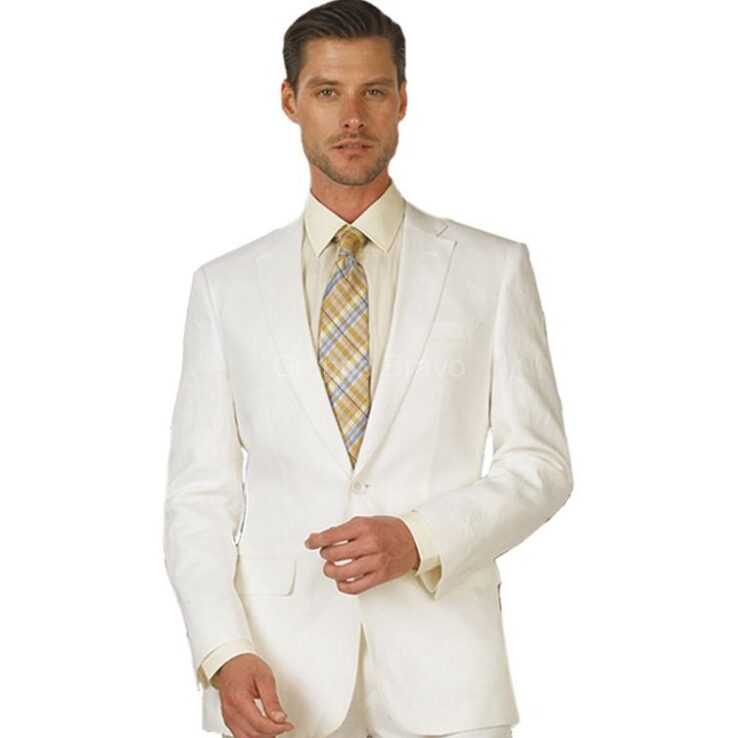 E58302-1-Enzo Suit-White Linen