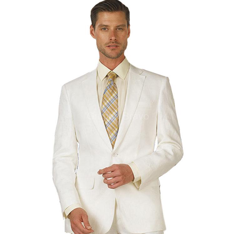 E58302-1-Enzo Suit-White Linen – Gruppo Bravo