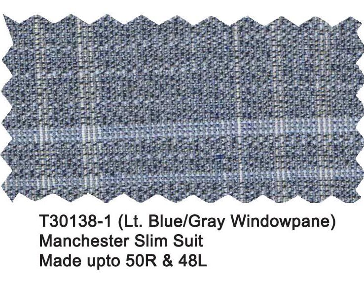 T30138-1-Manchester & Tailor Suit-Lt. Blue/Gray Windowpane