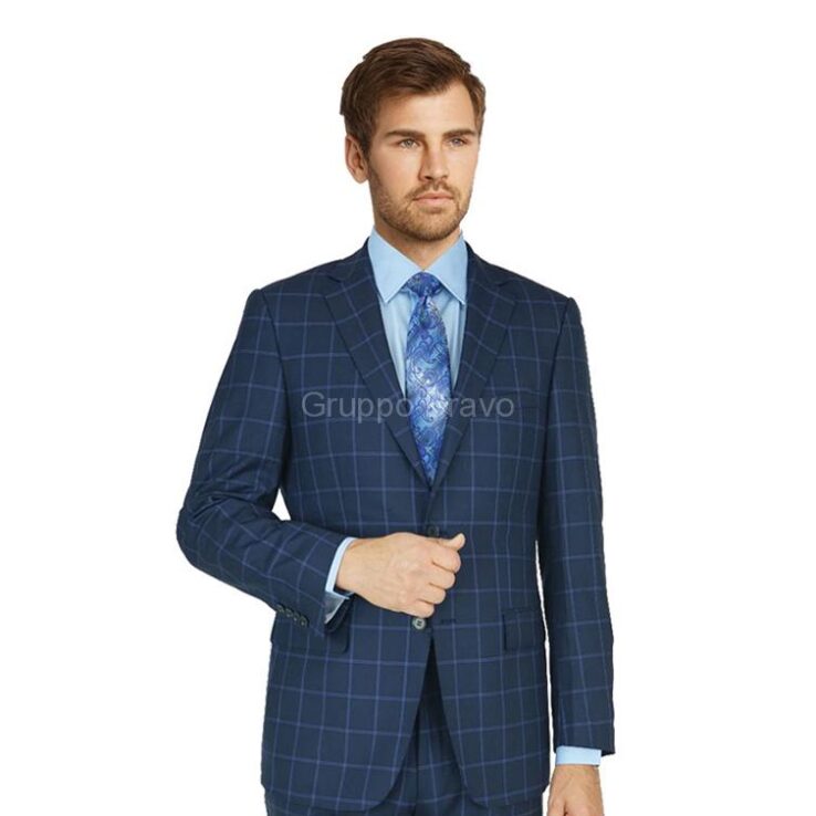 E84553-1-Enzo Suit-Navy/Blue Windowpane – Gruppo Bravo