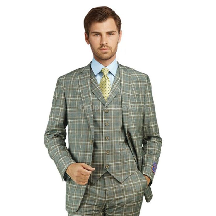 G79670-1-Giorgio Fiorelli Suit-Taupe Windowpane – Gruppo Bravo