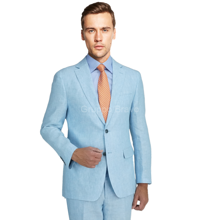 E58302-9-Enzo Suit-Baby Blue Linen
