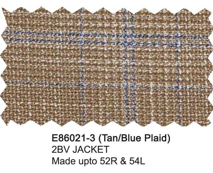E86021-3-Enzo Wool Jacket-Tan/Blue Plaid