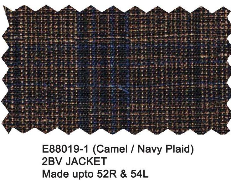 E88019-1-Enzo Wool Jacket-Navy/Camel Plaid