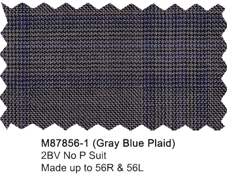 M87856-1-Mantoni Suit-Gray Blue Plaid