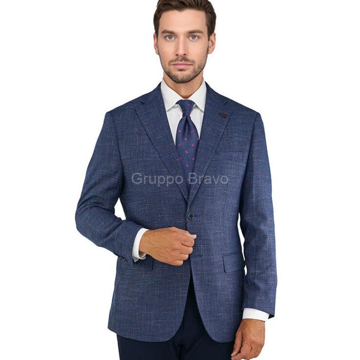 B66022-1-Bertolini Jacket-Navy Blue Hopsack