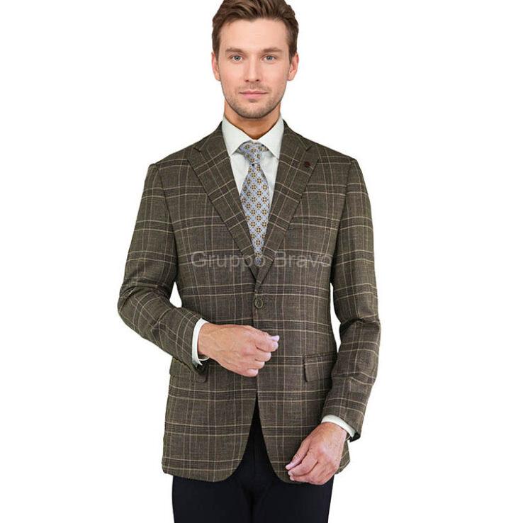 B66024-1-Bertolini Jacket-Brown Windowpane