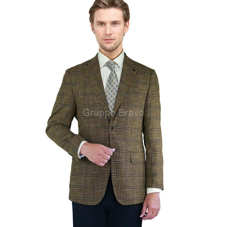 B66025-2-Bertolini Jacket-Camel Windowpane