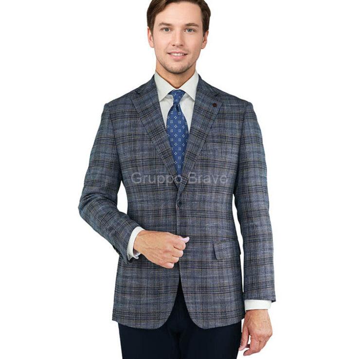 B66028-2-Bertolini Jacket-Blue Camel Windowpane