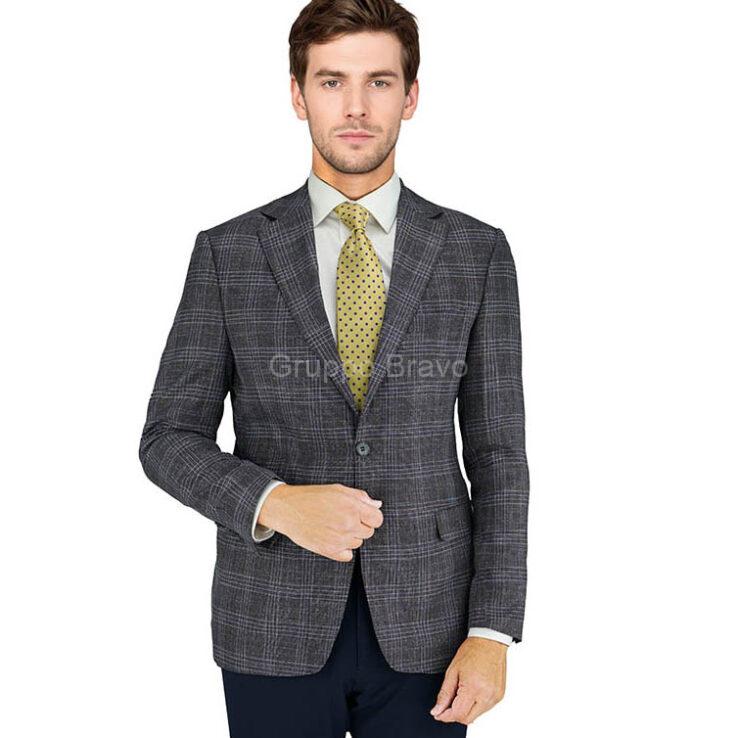 E86026-1-Enzo Wool Jacket-Gray Windowpane