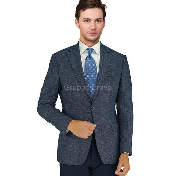 E86028-1-Enzo Wool Jacket-Blue Gray Hopsack