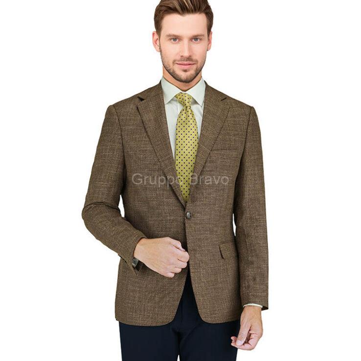 E86029-2-Enzo Wool Jacket-Camel Hopsack