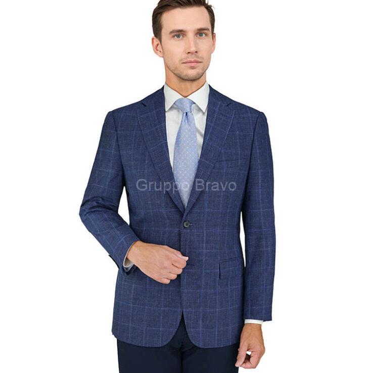 E88018-1-Enzo Wool Jacket-Blue Windowpane