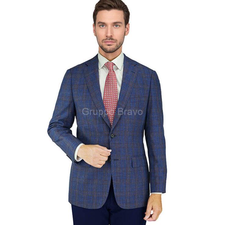 E88020-1-Enzo Wool Jacket-Blue Windowpane