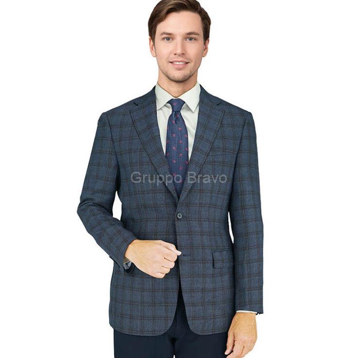 E88024-2-Enzo Wool Jacket-Blue Burgundy Windowpane