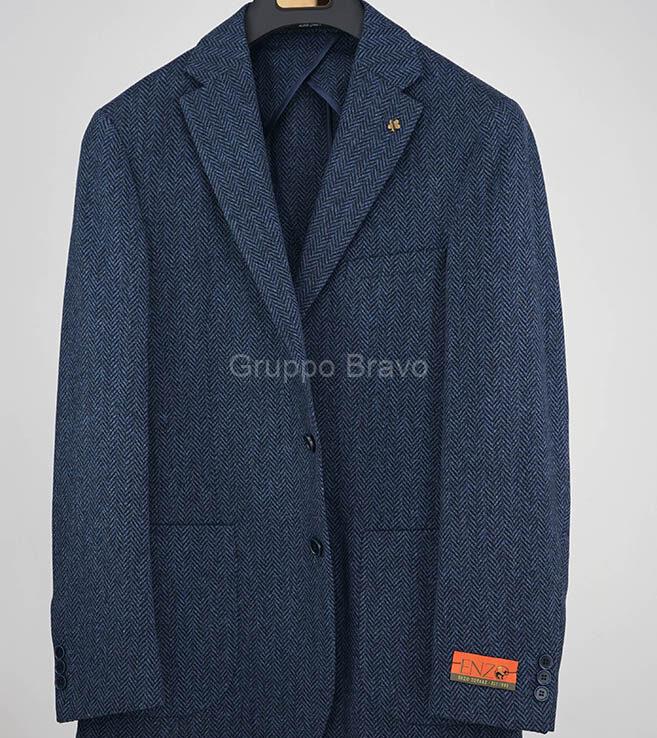 E95004-1-Enzo Soft Jacket-Navy Herringbone