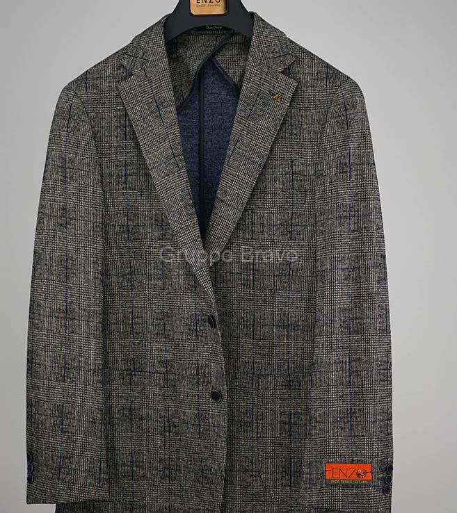 E95005-1-Enzo Soft Jacket-Gray Black Glenplaid