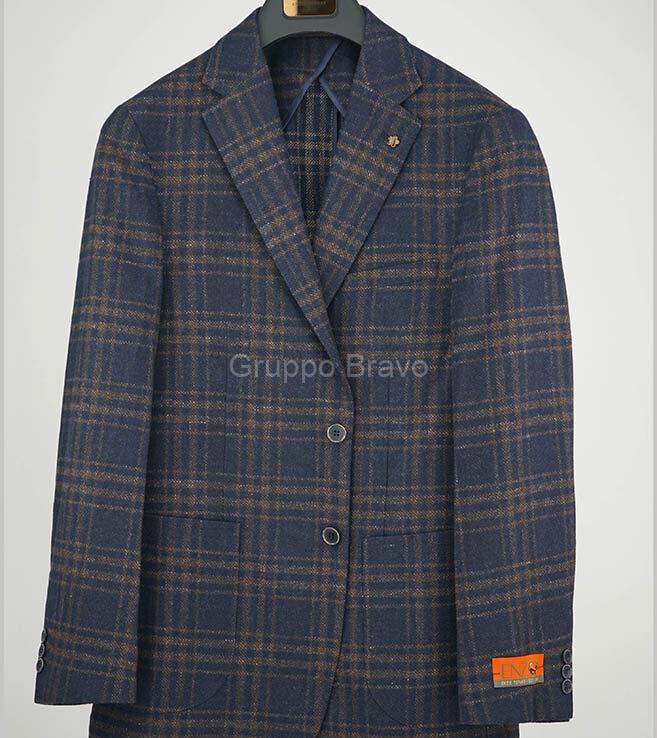 E95006-1-Enzo Soft Jacket-Brown Tweed Plaid