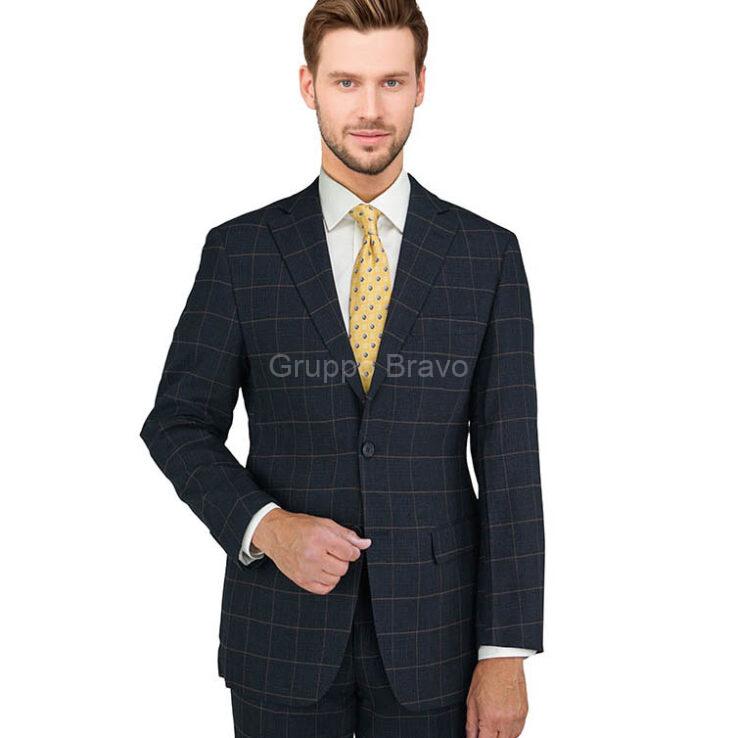 G79725-1-Giorgio Fiorelli Suit-Navy Camel Windowpane