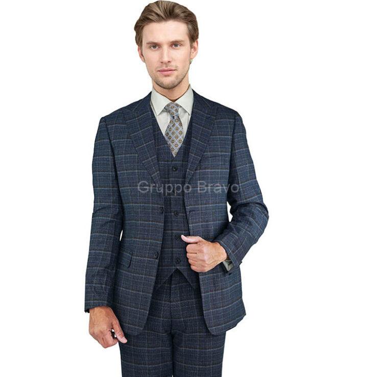 G79733-1-Giorgio Fiorelli Suit-Blue Rust Windowpane