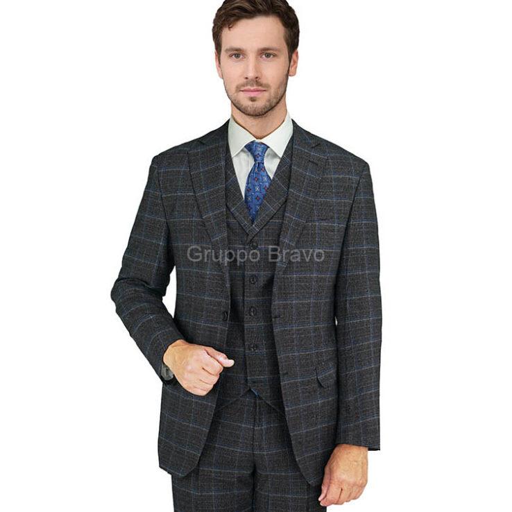 G79733-2-Giorgio Fiorelli Suit-Gray Blue Windowpane