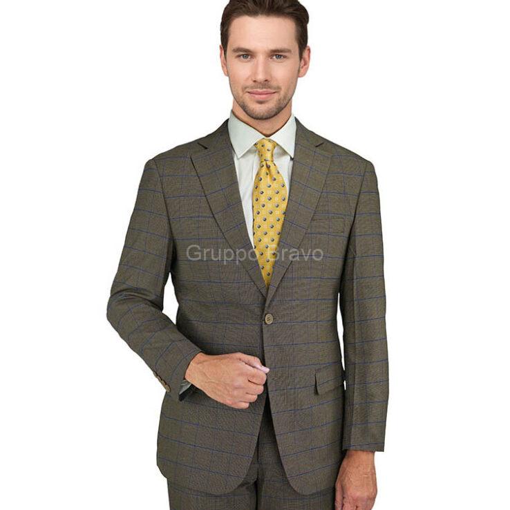 G79734-1-Giorgio Fiorelli Suit-Camel Blue Windowpane