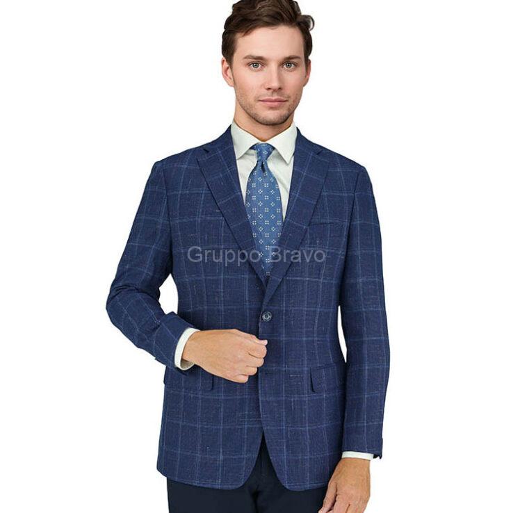 M78788-1-Mantoni Wool Jacket-Navy Blue Windowpane