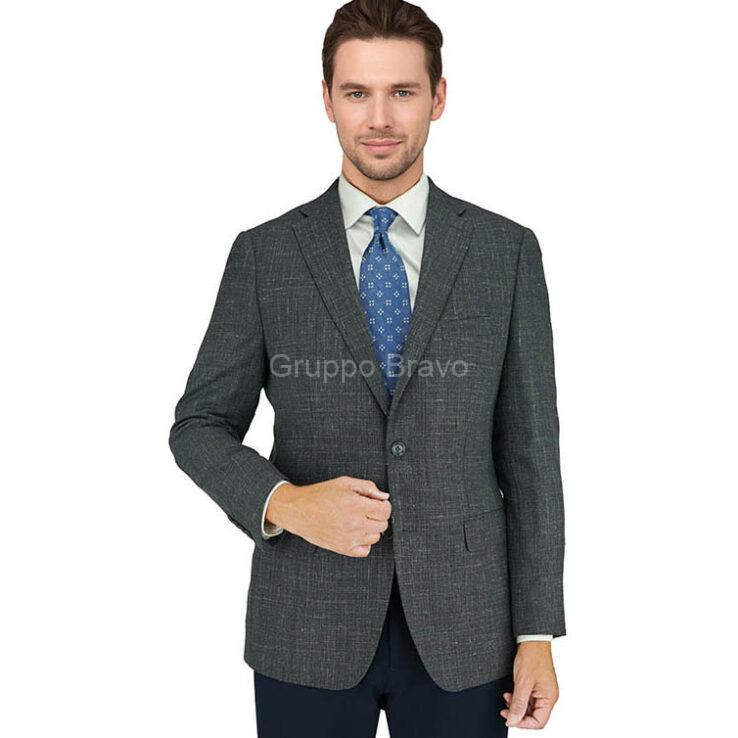 M78790-1-Mantoni Wool Jacket-Charcoal Crossweave