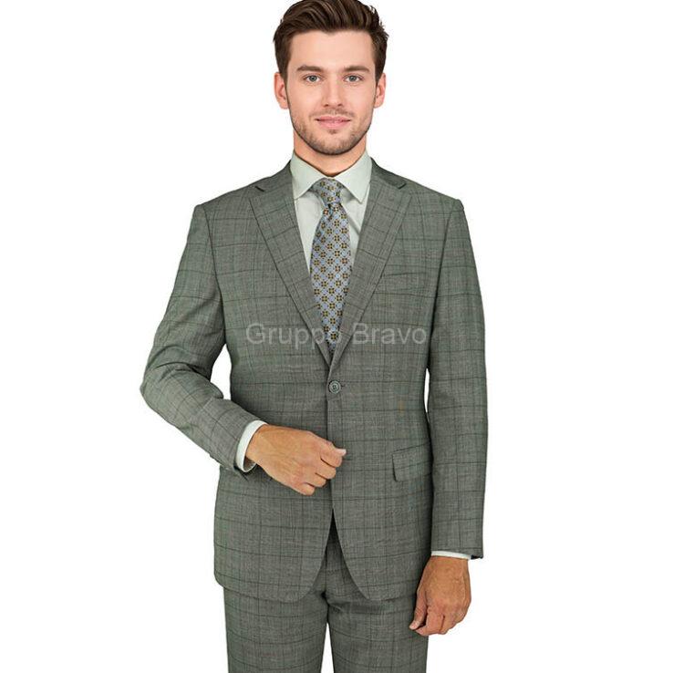 M87855-1-Mantoni Suit-Gray Brown Windowpane