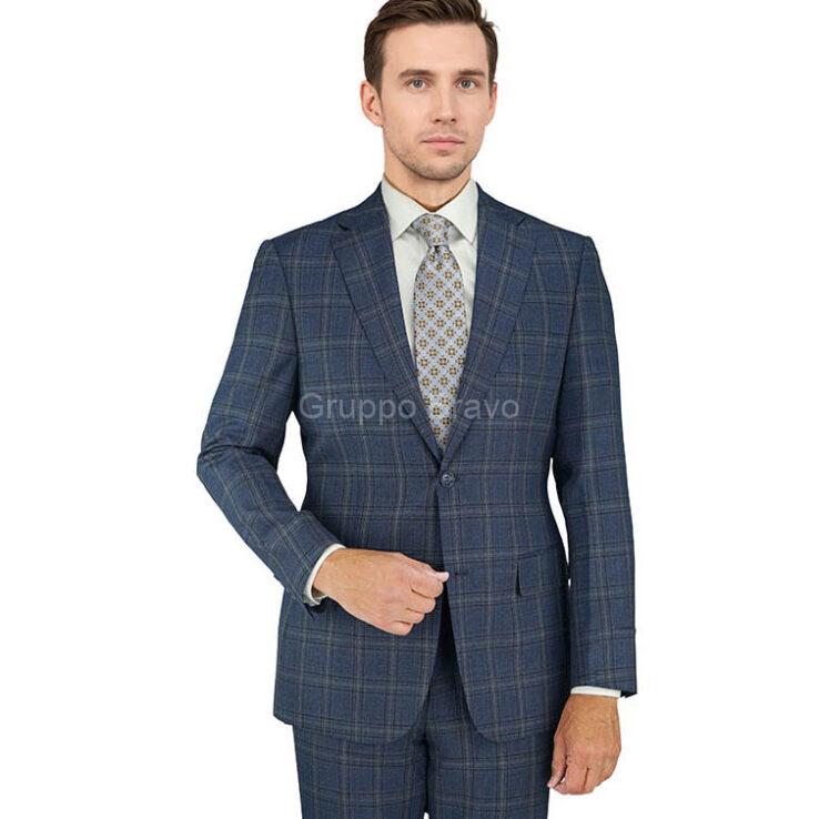 M87860-1-Mantoni Suit-Blue Taupe Windowpane