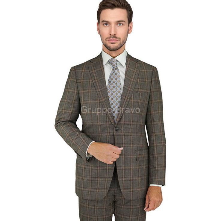 M87860-2-Mantoni Suit-Brown Camel Windowpane