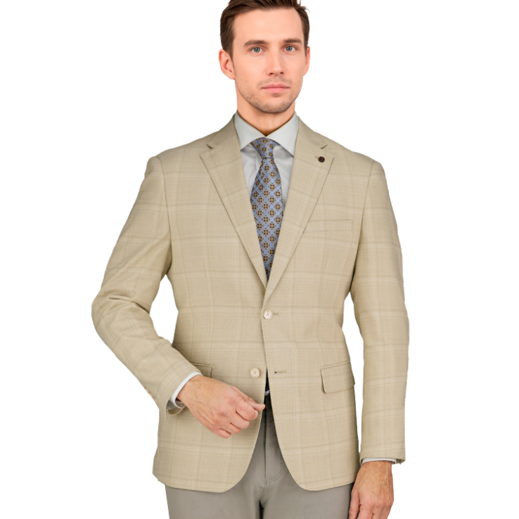 B66029-2-Bertolini Jacket-Biege Crossweave