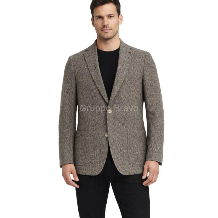 E95020-1-Enzo Wool Jacket-Taupe Hopsack