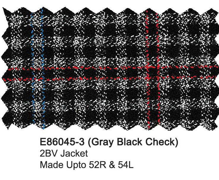 E86045-3-Enzo Wool Jacket-Gray Black Check