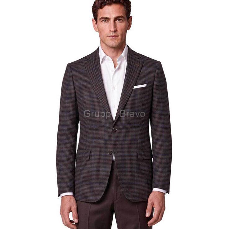 E86045-1-Enzo Wool Jacket-Brown Black Check