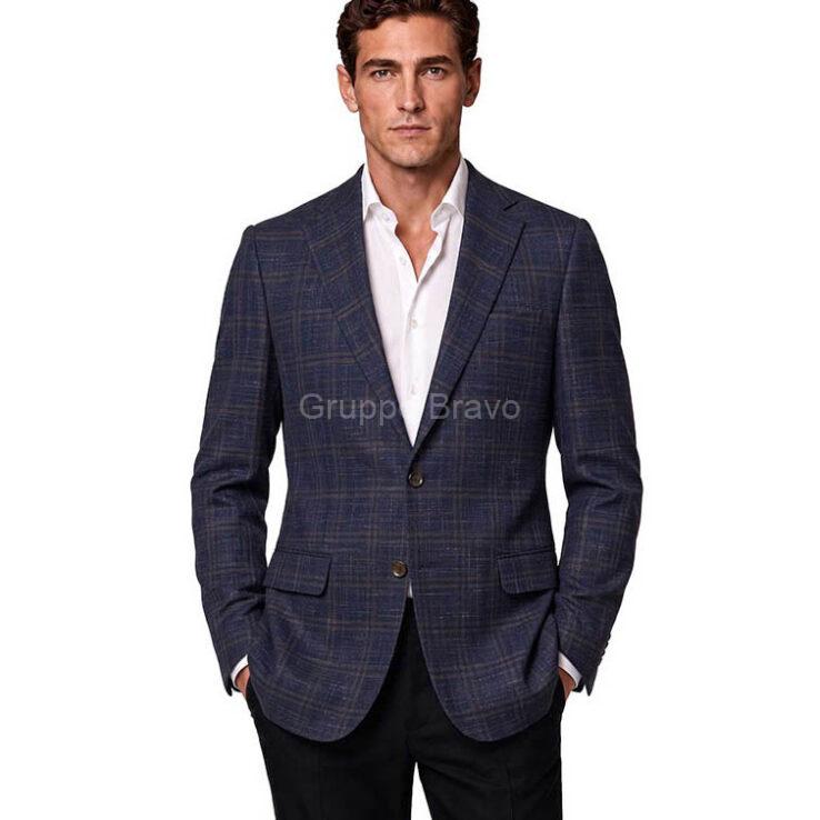 E86047-1-Enzo Wool Jacket-Navy Plaid
