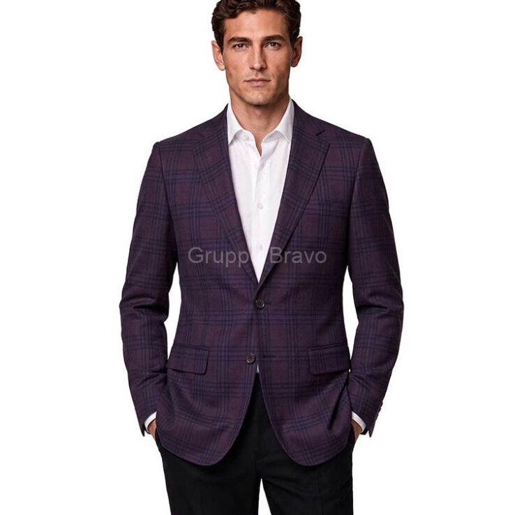E88031-1-Enzo Wool Jacket-Burgundy Plaid