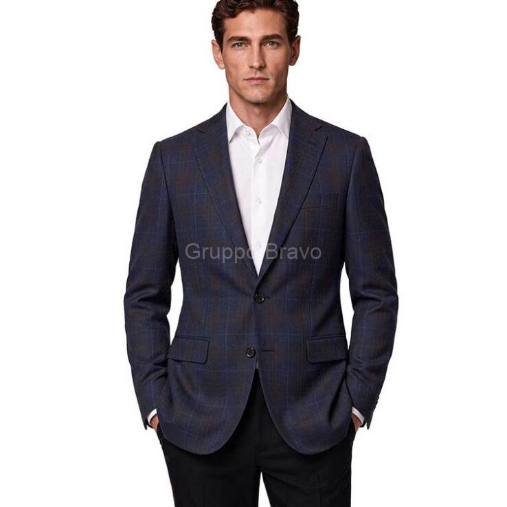 E88032-1-Enzo Wool Jacket-Blue Gray Plaid