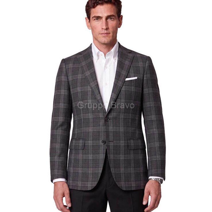 E88033-1-Enzo Wool Jacket-Gray Plaid