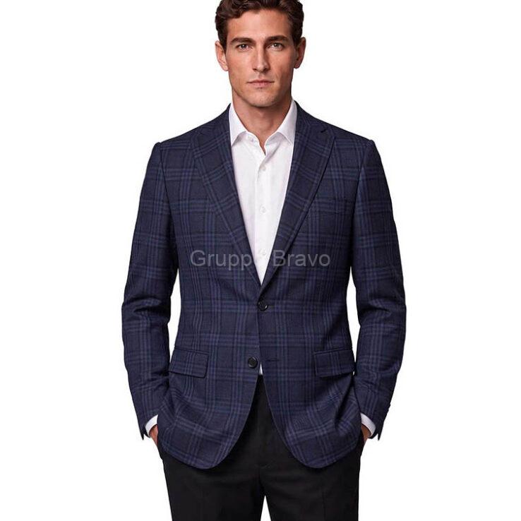 E88034-1-Enzo Wool Jacket-Navy Plaid