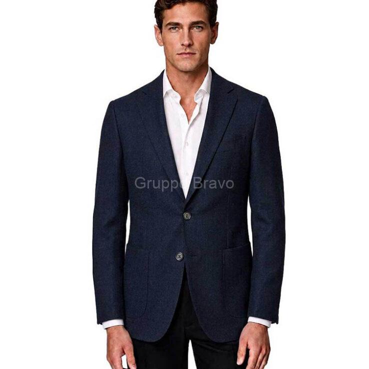 E95022-1-Enzo Wool Jacket-Navy Hopsack