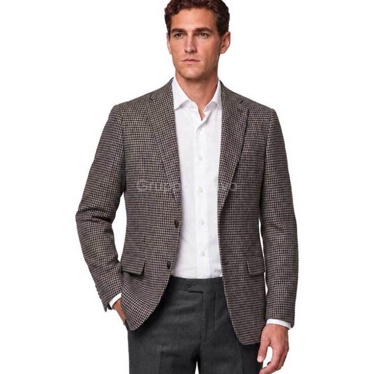 E95024-2-Enzo Wool Jacket-Camel Houndstooth