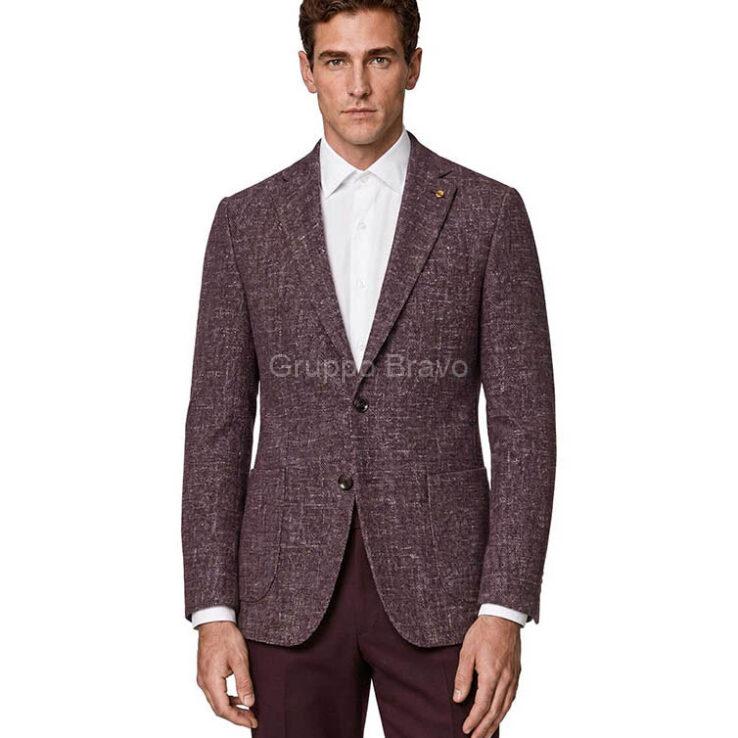 E95026-1-Enzo Wool Jacket-Cranberry Hopsack