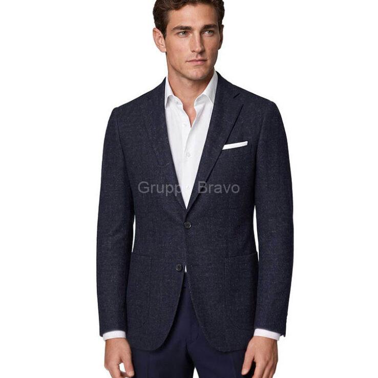 E95026-2-Enzo Wool Jacket-Navy Tweed