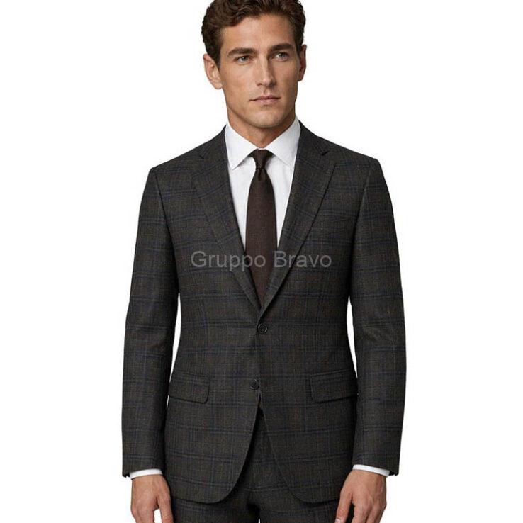 G79774-2-Giorgio Fiorelli Suit-Brown Windowpane