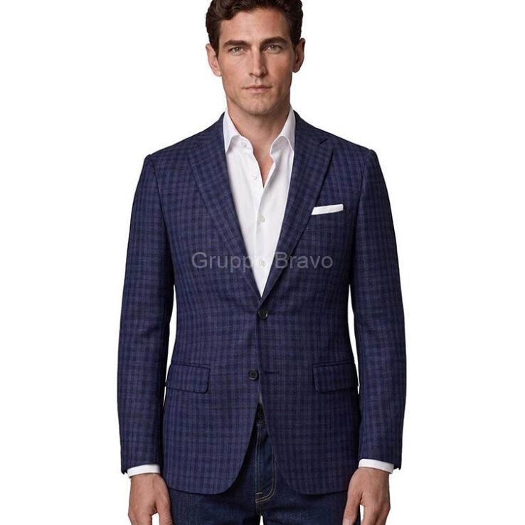 M78793-2-Mantoni Wool Jacket-Navy Burgundy Check