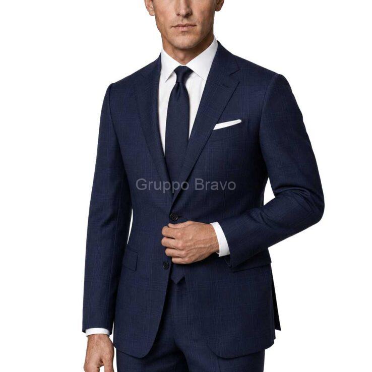 M87899-1-Mantoni Suit-Navy Plaid