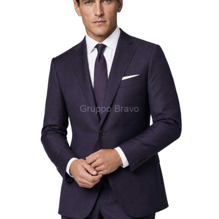 M87902-1-Mantoni Suit-Dark Burgundy Windowpane