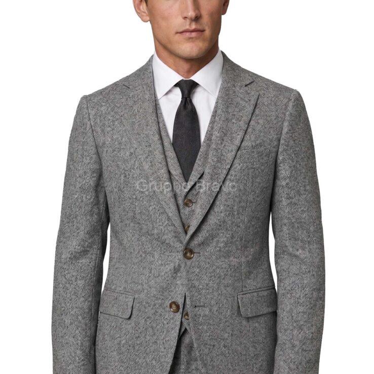 M87905-1-Mantoni Suit-Salt & Pepper Donegal Tweed