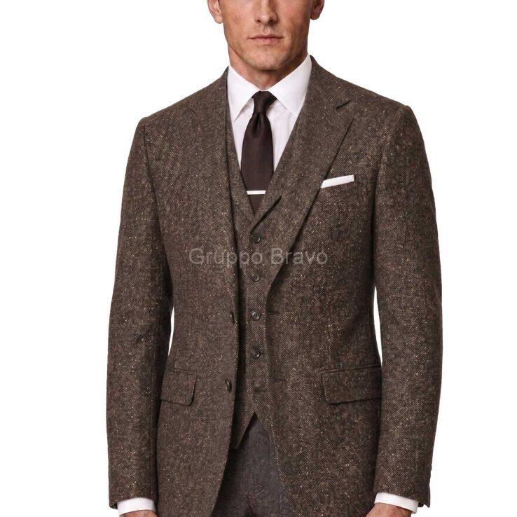 M87905-2-Mantoni Suit-Brown Donegal Tweed